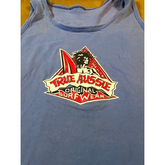 VTG 1992 True Aussie Original Surfwear Tank Top Blue Graphic Print Surfer Vibe - Picture 9 of 14
